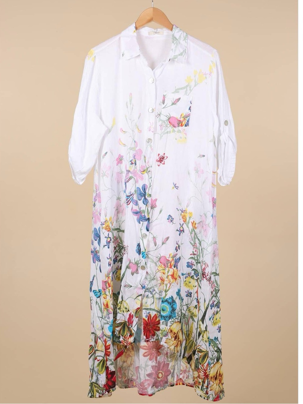 Floral print Italian Linen Button down dress
